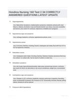 Hondros Nursing 160 Test 2 34 CORRECTLY ANSWERED QUESTIONS LATEST UPDATE