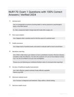 NUR170: Exam 1 Questions with 100% Correct Answers | Verified 2024