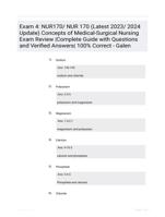 Exam 4: NUR170/ NUR 170 (Latest 2023/ 2024 Update) Concepts of Medical-Surgical Nursing Exam Review |Complete Guide with Questions and Verified Answers| 100% Correct - Galen