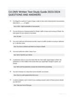 CA DMV Written Test Study Guide 2023/2024 QUESTIONS AND ANSWERS 