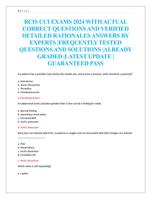 RCIS CCI EXAMS 2024 WITH ACTUAL  CORRECT QUESTIONS AND VERIFIED  DETAILED RATIONALES ANSWERS BY  EXPERTS |