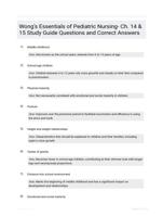 Wongs Essentials of Pediatric Nursing- Ch. 14 & 15 Study Guide Questions and Correct Answers