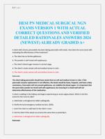 HESI PN MEDICAL SURGICAL NGN  EXAMS VERSION 1 WITH ACTUAL  CORRECT QUESTIONS