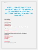 BARKLEY COMPLETE REVIEW  EXAM 2024 WITH ACTUAL CORRECT  QUESTIONS AND VERIFIED  DETAILED ANSWERS 2024 ALREADY  GRADED A+