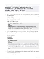 Pediatric Emergency Questions EXAM QUESTIONS (63 TERMS) WITH VERIFIED DEFINITIONS UPDATED 2024