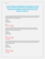 ATI RN CRITICAL CARE DOSAGE CALCULATION 3.1