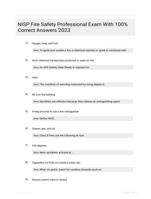 NISP Fire Safety Professional Exam Questions With 100% Correct Answers.