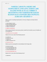 NORTH CAROLINA MEDICARE  SUPPLEMENT AND LONG TERM CARE  EXAMS