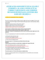 ATI HEALTH ASSESSMENT FINAL EXAMS 3  (VERSION A, B, AND C)