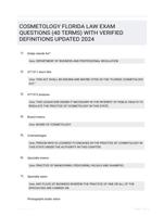 COSMETOLOGY FLORIDA LAW EXAM QUESTIONS (40 TERMS) WITH VERIFIED DEFINITIONS UPDATED 2024