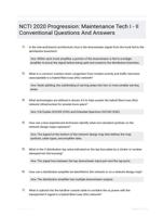 NCTI 2020 Progression: Maintenance Tech I - II Conventional Questions And Answers