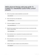 AMCA physical therapy aide prep guide 74 CORRECTLY ANSWERED QUESTIONS LATEST UPDATE