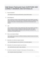 Utah Notary Flashcards Exam  QUESTIONS AND CORRECT ANSWERS AND RATIONALES