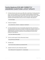 Family Medicine EOR 689 CORRECTLY ANSWERED QUESTIONS LATEST UPDATE