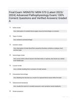 Final Exam: MSN570/ MSN 570 (Latest 2023/ 2024) Advanced Pathophysiology Exam| 100% Correct| Questions and Verified Answers| Graded A