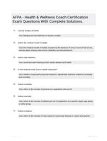 AFPA - Health & Wellness Coach Certification Exam Questions With Complete Solutions.