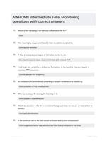 AWHONN Intermediate Fetal Monitoring questions with correct answers