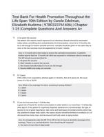 Test Bank For Health Promotion Throughout the Life Span 10th Edition by Carole Edelman, Elizabeth Kudzma | 9780323761406| | Chapter 1-25 |Complete Questions And Answers A+