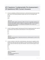 ATI Capstone- Fundamentals Pre-Assessment |29 Questions| With Correct Answers.