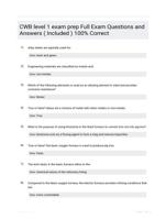 CWB level 1 exam prep 100% CORRECT ANSWERS