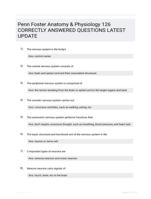 Penn Foster Anatomy & Physiology 126 CORRECTLY ANSWERED QUESTIONS LATEST UPDATE