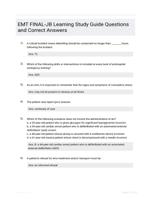 EMT FINAL-JB Learning Study Guide Questions and Correct Answers