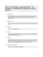 AQA A Level English Language Paper 2 110 CORRECTLY ANSWERED QUESTIONS LATEST UPDATE