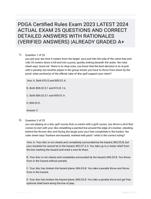 PDGA Certified Rules Exam 2023 LATEST 2024 ACTUAL EXAM 25 QUESTIONS AND CORRECT DETAILED ANSWERS WITH RATIONALES (VERIFIED ANSWERS) |ALREADY GRADED A+