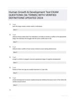 Human Growth & Development Test EXAM QUESTIONS (56 TERMS) WITH VERIFIED DEFINITIONS UPDATED 2024