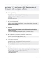 unc exss 181 final exam | 202 Questions and Answers with complete solution