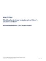 CHCECE055 Knowledge Student Certificate III In Early Childhood Education Care