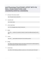 and Physiology Final EXAM LATEST   WITH 96 REAL EXAM QUESTIONS  AND ANSWERS(VERIFIED ANSWERS)