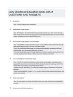 Early Childhood Education (206) EXAM QUESTIONS AND ANSWERS