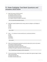 FL State Firefighter Test Bank Questions and Answers 2023/2024