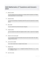 OAE Mathematics 27 Questions and Answers 2023