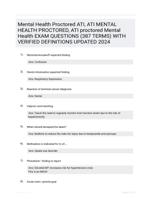 Mental Health Proctored ATI, ATI MENTAL HEALTH PROCTORED, ATI proctored Mental Health EXAM QUESTIONS (387 TERMS) WITH VERIFIED DEFINITIONS UPDATED 2024