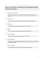 Unit 4: Economic Indicators Study Guide Questions and Correct Answers