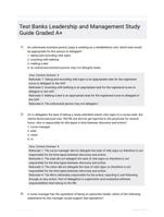 Test Banks Leadership and Management Study Guide Graded A+