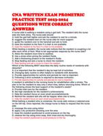 CNA WRITTEN EXAM PROMETRIC PRACTICE TEST 2023-2024 QUESTIONS WITH CORRECT ANSWERS