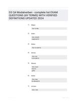 D3 Q4 Modalverben - complete list EXAM QUESTIONS (69 TERMS) WITH VERIFIED DEFINITIONS UPDATED 2024