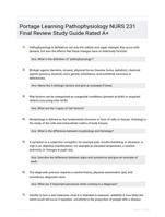 Portage Learning Pathophysiology NURS 231 Final Review Study Guide Rated A+