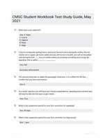 CMSC Student Workbook Test Study Guide, May 2021