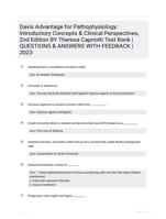 Davis Advantage for Pathophysiology: Introductory Concepts & Clinical Perspectives, 2nd  Edition, Theresa Capriotti Test Bank - Questions & Answers Explained (Graded A+) - 2023 Update