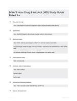 MVA 3 Hour Drug & Alcohol (MD) Study Guide Rated A+