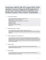 Final Exam: NR570/ NR 570 (Latest 2023/ 2024 Update) Common Diagnosis & Management in Acute Care Practicum Review| Questions and Verified Answers| 100% Correct- Chamberlain