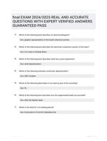 final EXAM 2024/2025 REAL AND ACCURATE QUESTIONS WITH EXPERT VERIFIED ANSWERS GUARANTEED PASS