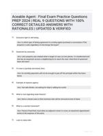 Aceable Agent : Final Exam Practice Questions PREP 2024 | REAL 9 QUESTIONS WITH 100% CORRECT DETAILED ANSWERS WITH RATIONALES | UPDATED & VERIFIED