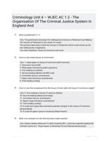 Criminology Unit 4  WJEC AC 1.2 - The Organisation Of The Criminal Justice System In England And