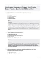 Wastewater Laboratory Analyst Certification Exam Practice Questions | 100% verified