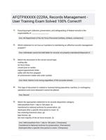 AFQTPXXXXX-222RA, Records Management - User Training Exam Solved 100% Correct!! 